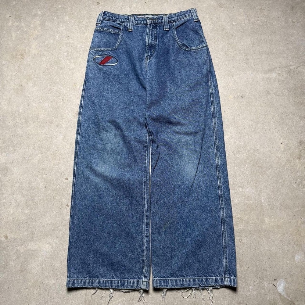 Vintage Zone Wide Leg Baggy Skater Jeans Blue Denim 31x30 M184 Y2K Distressed